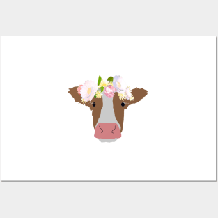 Cow with Flower Crown Posters and Art